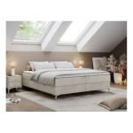 Łóżko kontynentalne bez wezgłowia LESS 160x200 - H3 - beżowy, welwet