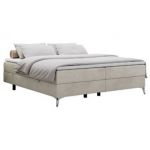 Łóżko kontynentalne bez wezgłowia LESS 180x200 - H3 - beżowy, welwet