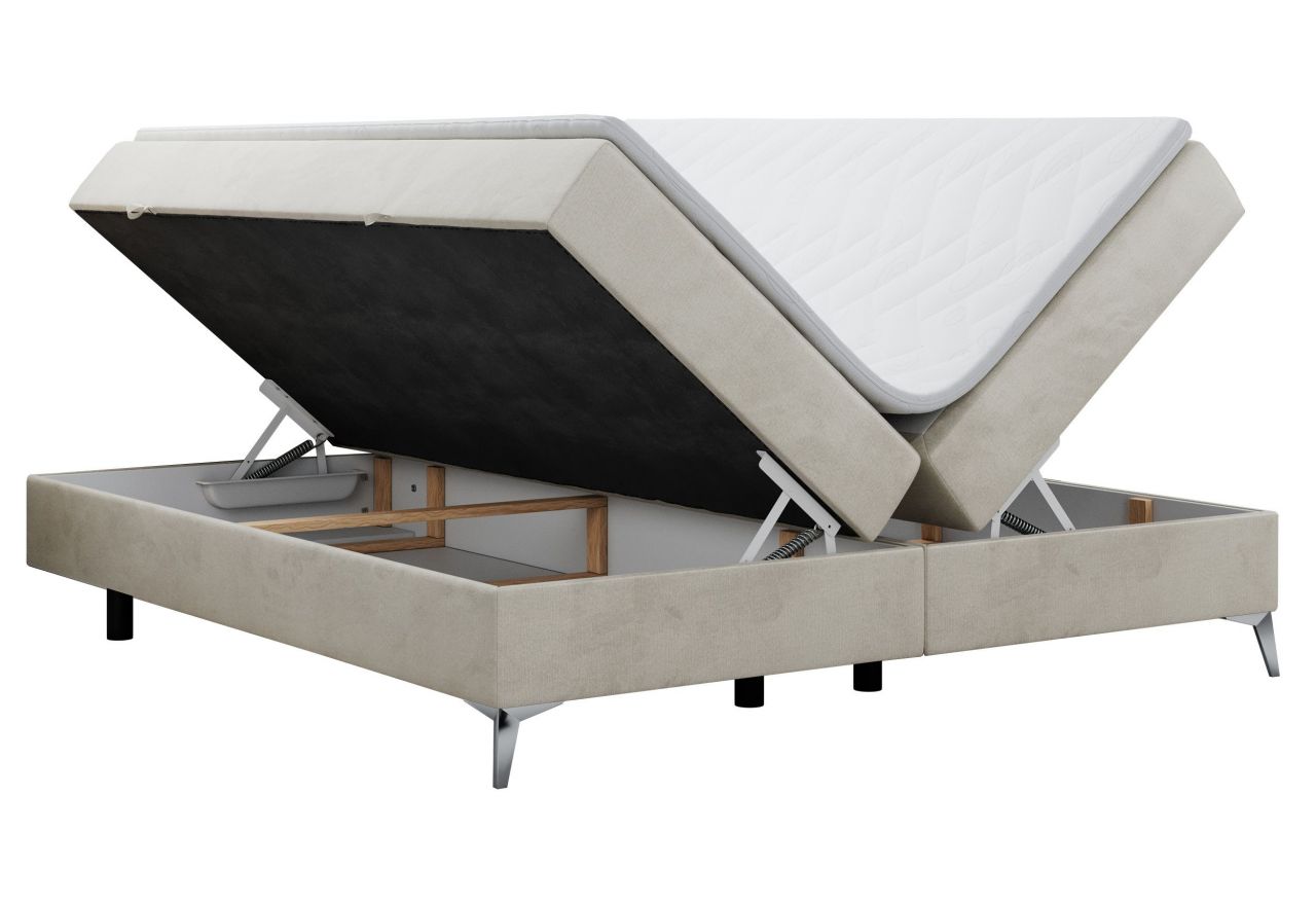 Łóżko kontynentalne bez wezgłowia LESS 120x200 - H4 - beżowy, welwet