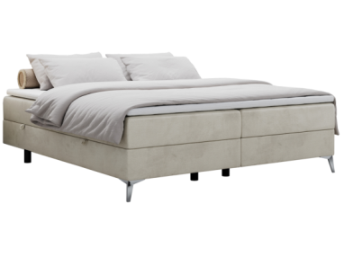 Łóżko kontynentalne bez wezgłowia LESS 200x200 - H4 - beżowy, welwet