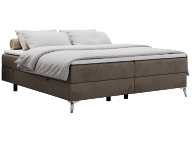 Łóżko kontynentalne bez wezgłowia LESS 140x200 - H3 - brązowy, welwet