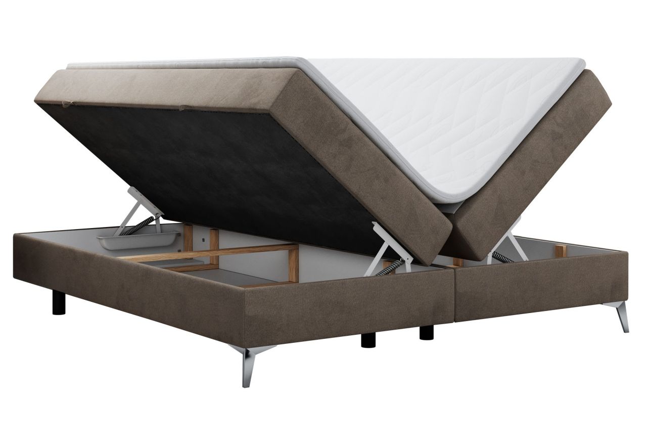 Łóżko kontynentalne bez wezgłowia LESS 180x200 - H3 - brązowy, welwet