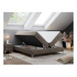 Łóżko kontynentalne bez wezgłowia LESS 200x200 - H3 - brązowy, welwet