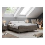 Łóżko kontynentalne bez wezgłowia LESS 140x200 - H4 - brązowy, welwet