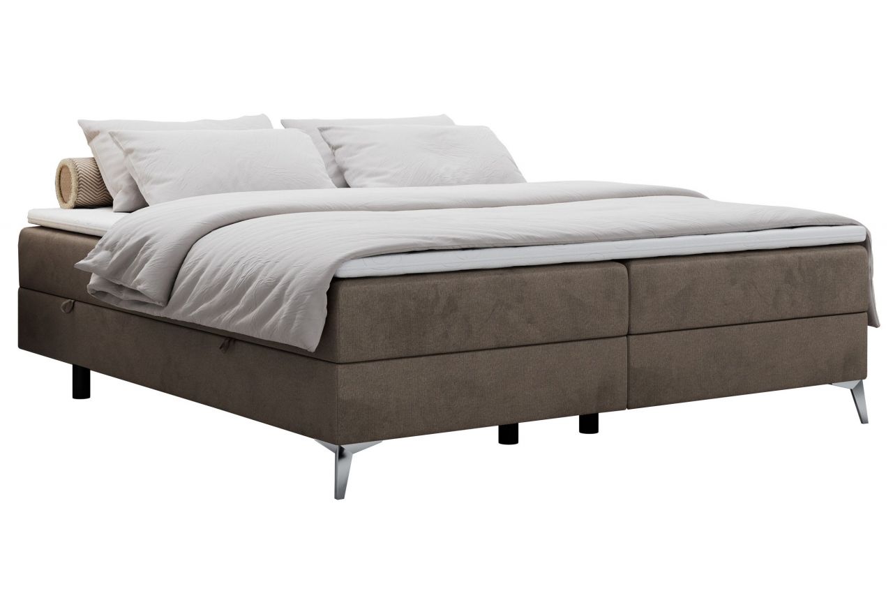 Łóżko kontynentalne bez wezgłowia LESS 200x200 - H4 - brązowy, welwet