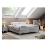 Łóżko kontynentalne bez wezgłowia LESS 160x200 - H3 - jasnoszary, welwet