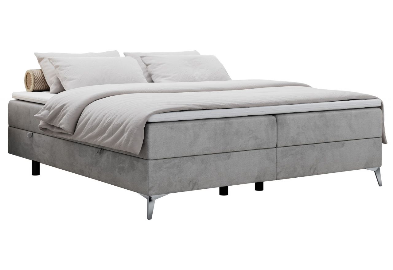 Łóżko kontynentalne bez wezgłowia LESS 180x200 - H3 - jasnoszary, welwet