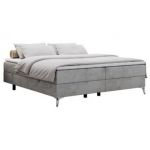 Łóżko kontynentalne bez wezgłowia LESS 180x200 - H3 - jasnoszary, welwet