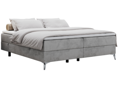 Łóżko kontynentalne bez wezgłowia LESS 140x200 - H4 - jasnoszary, welwet