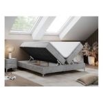 Łóżko kontynentalne bez wezgłowia LESS 180x200 - H4 - jasnoszary, welwet