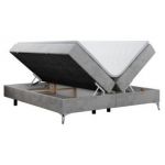 Łóżko kontynentalne bez wezgłowia LESS 200x200 - H4 - jasnoszary, welwet