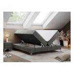 Łóżko kontynentalne bez wezgłowia LESS 120x200 - H3 - ciemnoszary, welwet