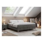 Łóżko kontynentalne bez wezgłowia LESS 140x200 - H3 - ciemnoszary, welwet