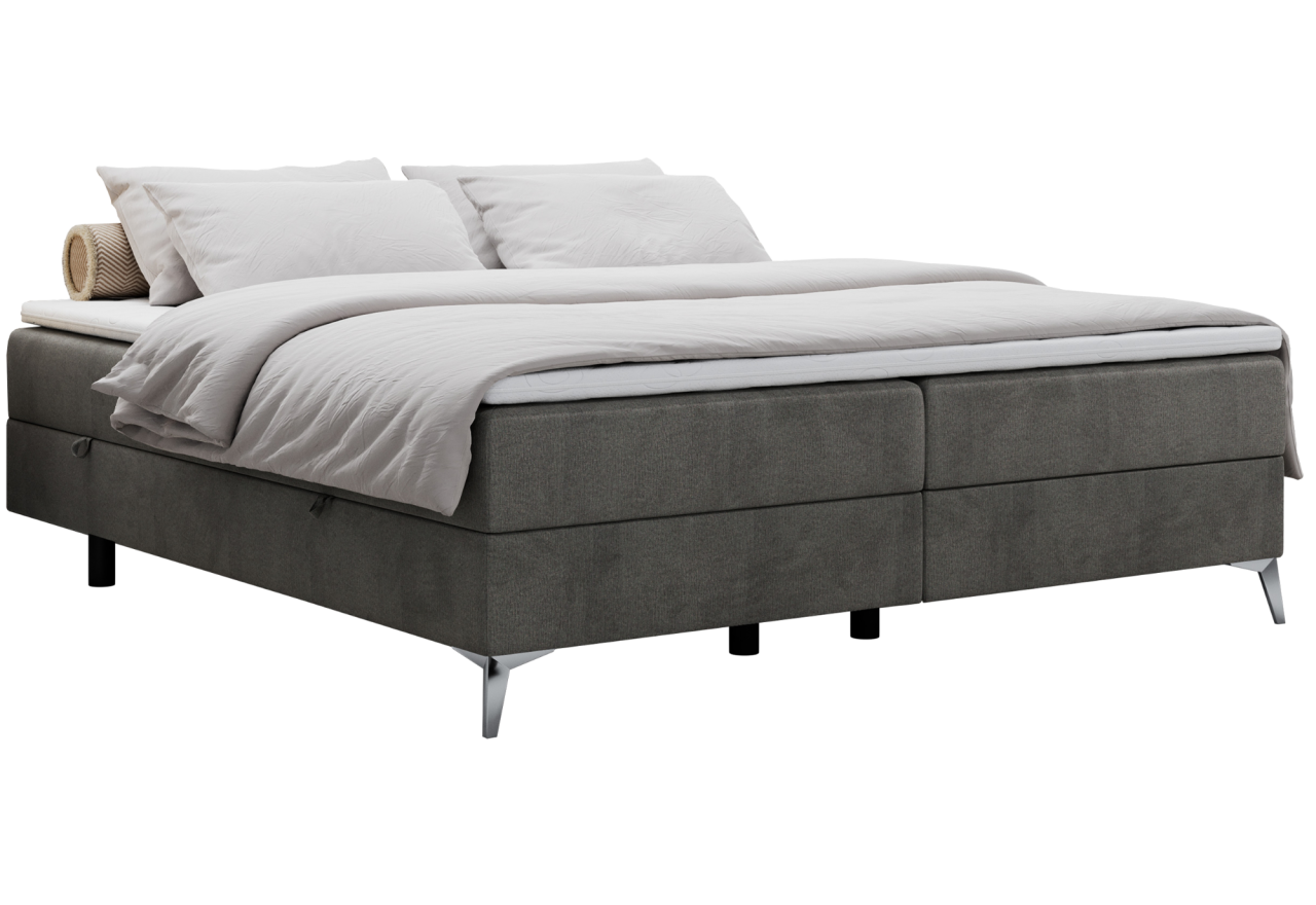 Łóżko kontynentalne bez wezgłowia LESS 140x200 - H3 - ciemnoszary, welwet