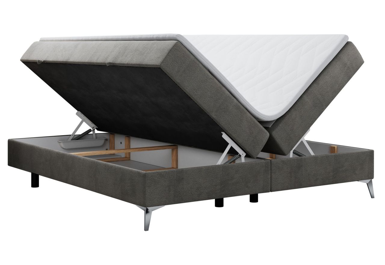Łóżko kontynentalne bez wezgłowia LESS 140x200 - H3 - ciemnoszary, welwet