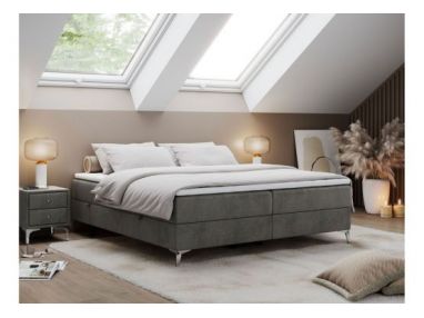 Łóżko kontynentalne bez wezgłowia LESS 160x200 - H3 - ciemnoszary, welwet