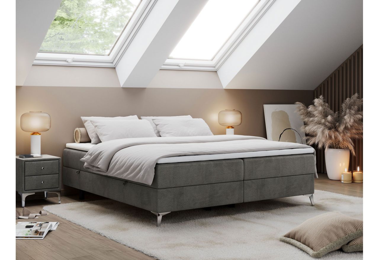 Łóżko kontynentalne bez wezgłowia LESS 120x200 - H4 - ciemnoszary, welwet