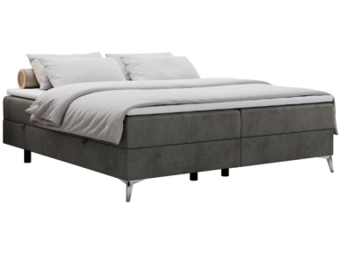 Łóżko kontynentalne bez wezgłowia LESS 140x200 - H4 - ciemnoszary, welwet