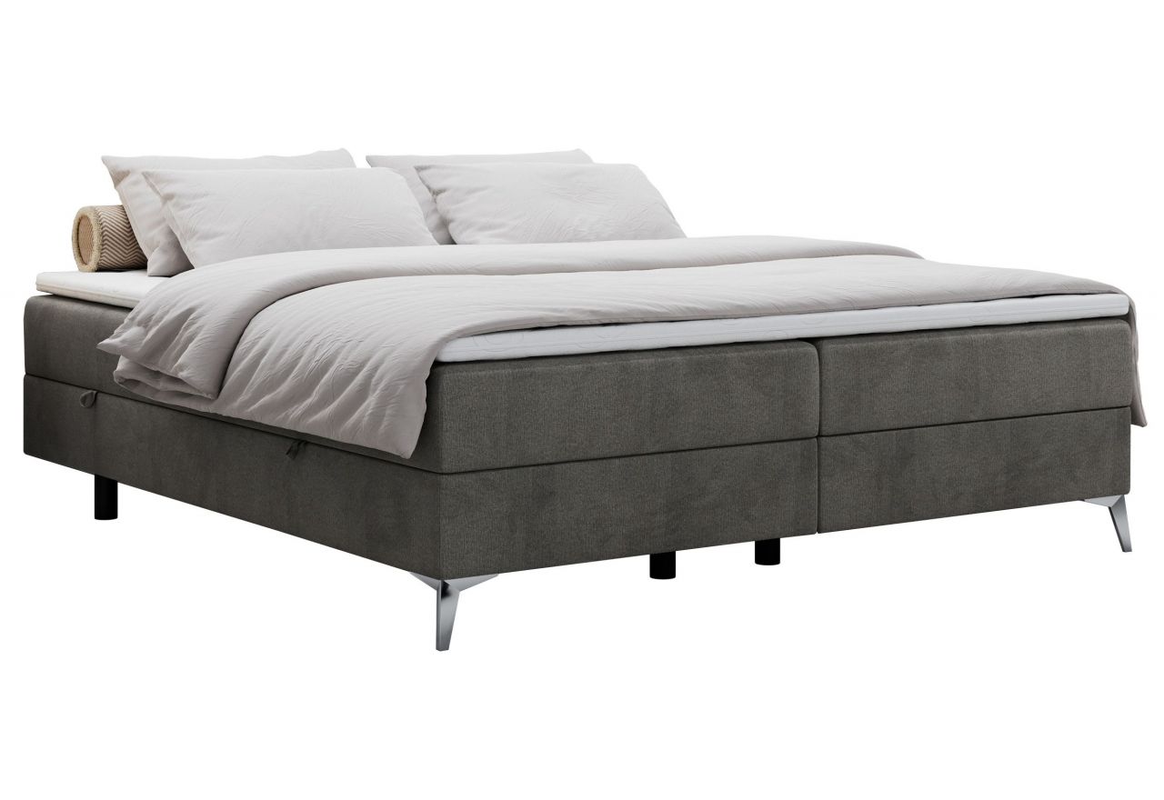 Łóżko kontynentalne bez wezgłowia LESS 140x200 - H4 - ciemnoszary, welwet