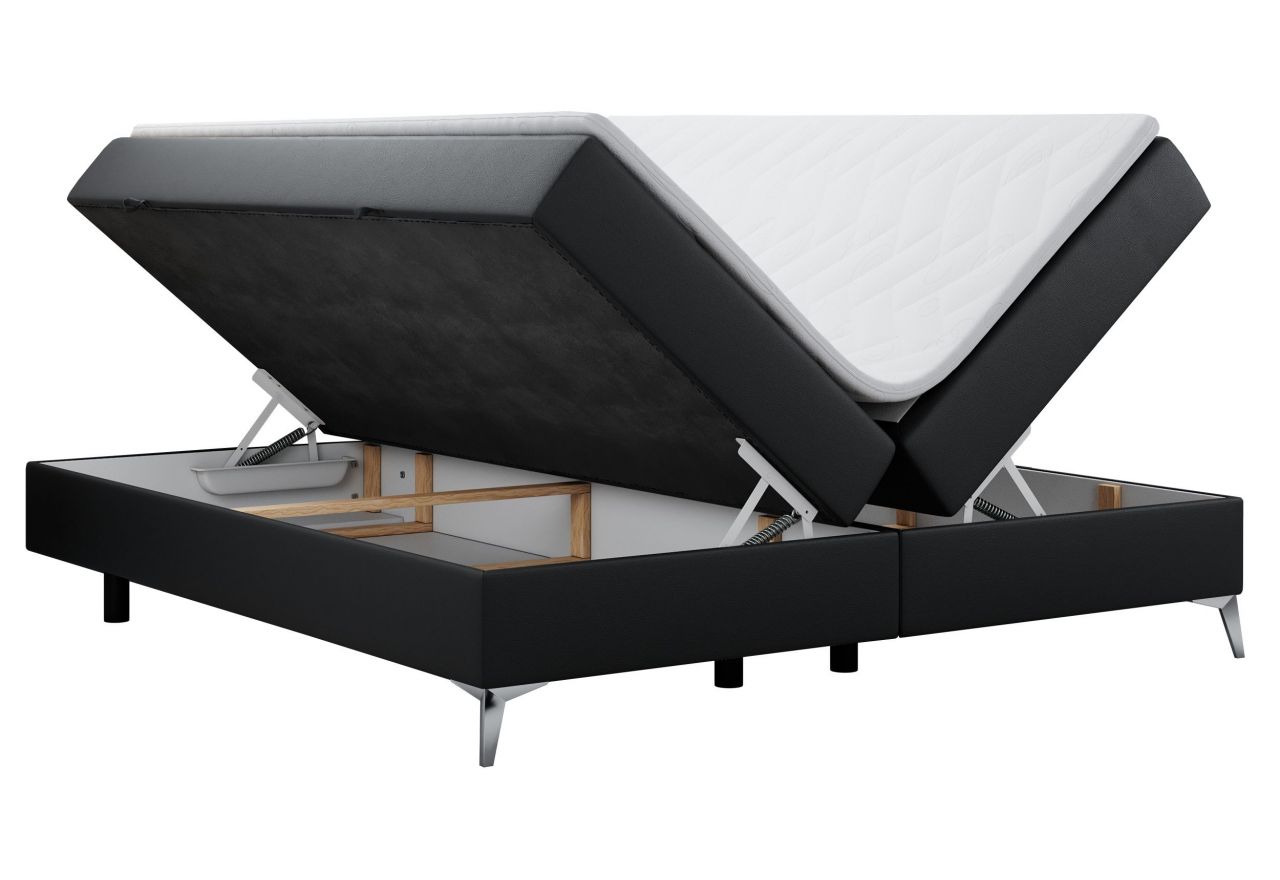Łóżko kontynentalne bez wezgłowia LESS 120x200 - H3 - czarny, ekoskóra