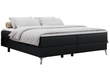 Łóżko kontynentalne bez wezgłowia LESS 180x200 - H3 - czarny, ekoskóra