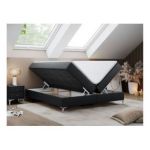 Łóżko kontynentalne bez wezgłowia LESS 140x200 - H4 - czarny, ekoskóra