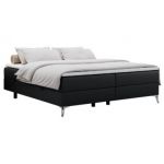 Łóżko kontynentalne bez wezgłowia LESS 140x200 - H4 - czarny, ekoskóra