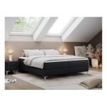 Łóżko kontynentalne bez wezgłowia LESS 160x200 - H4 - czarny, ekoskóra