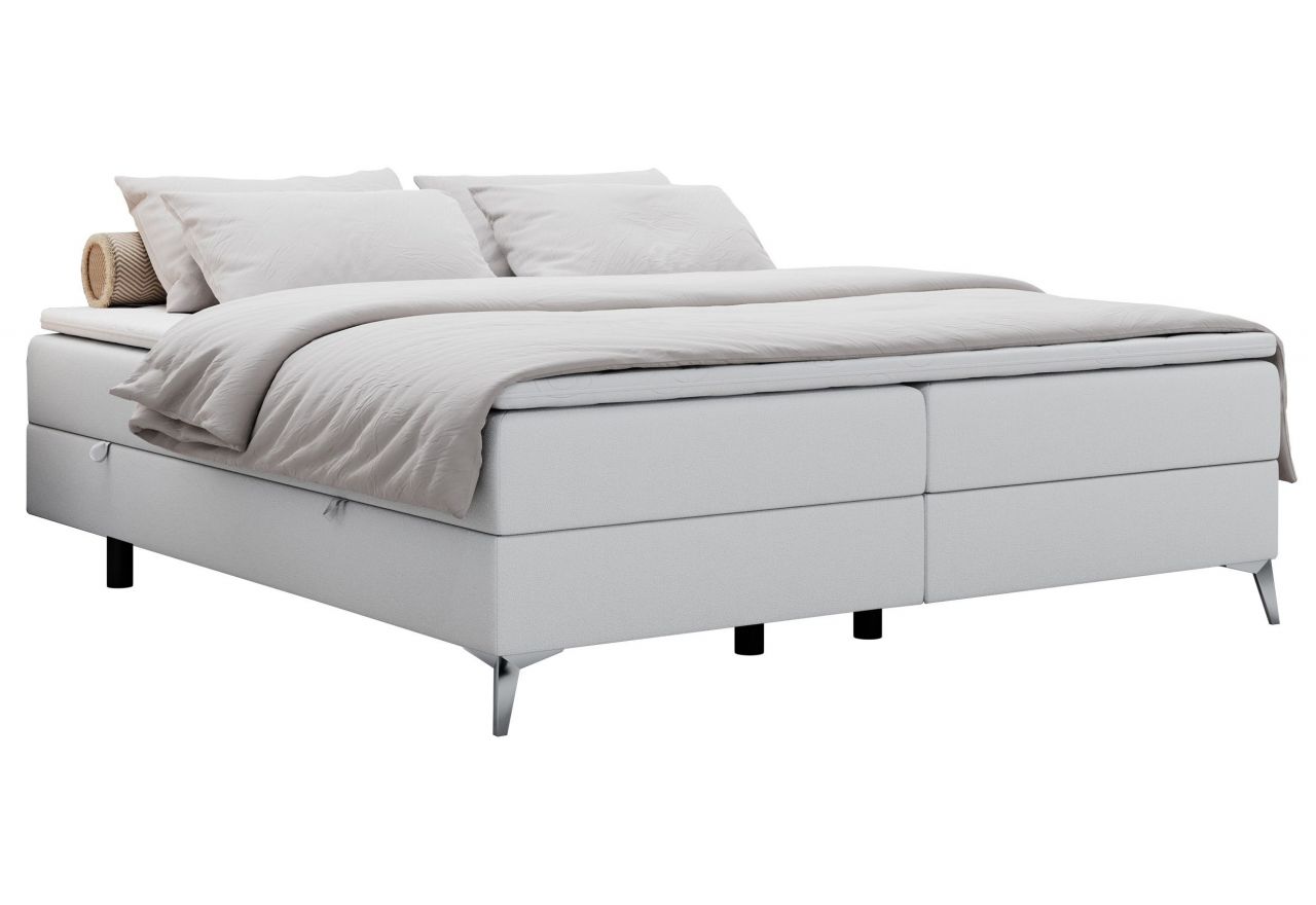 Łóżko kontynentalne bez wezgłowia LESS 200x200 - H3 - biały, ekoskóra