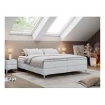 Łóżko kontynentalne bez wezgłowia LESS 140x200 - H4 - biały, ekoskóra