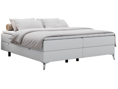 Łóżko kontynentalne bez wezgłowia LESS 140x200 - H4 - biały, ekoskóra