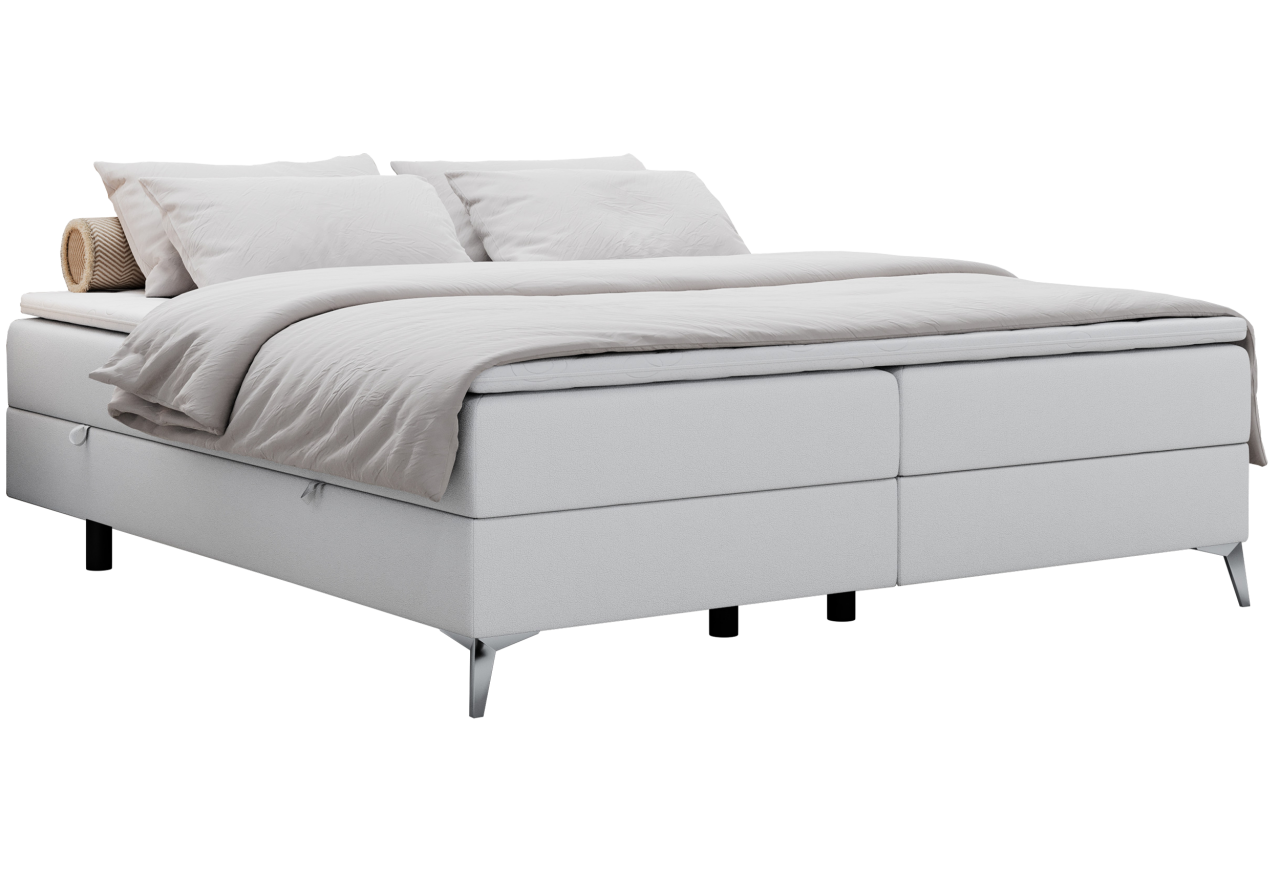 Łóżko kontynentalne bez wezgłowia LESS 160x200 - H4 - biały, ekoskóra