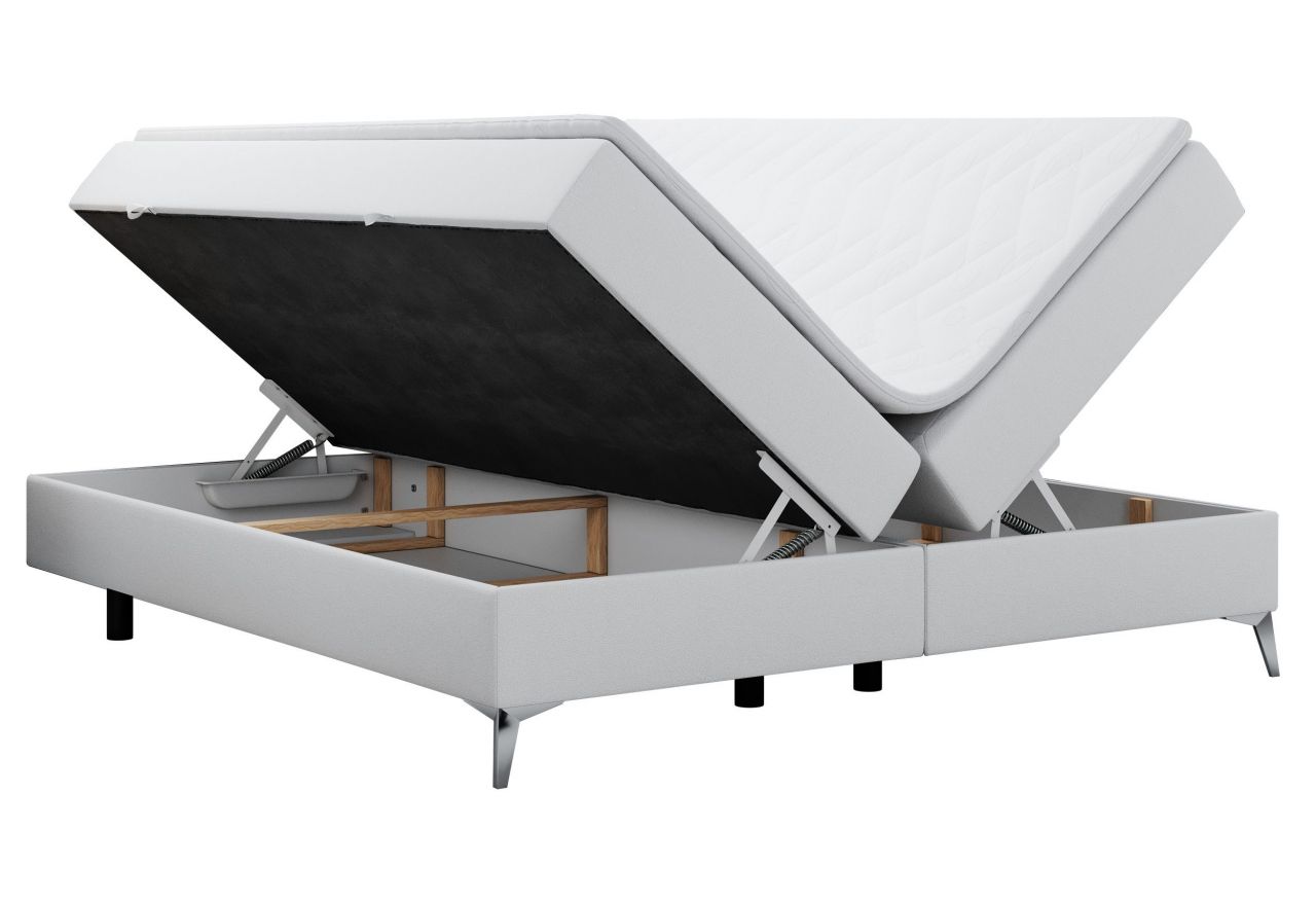 Łóżko kontynentalne bez wezgłowia LESS 180x200 - H4 - biały, ekoskóra