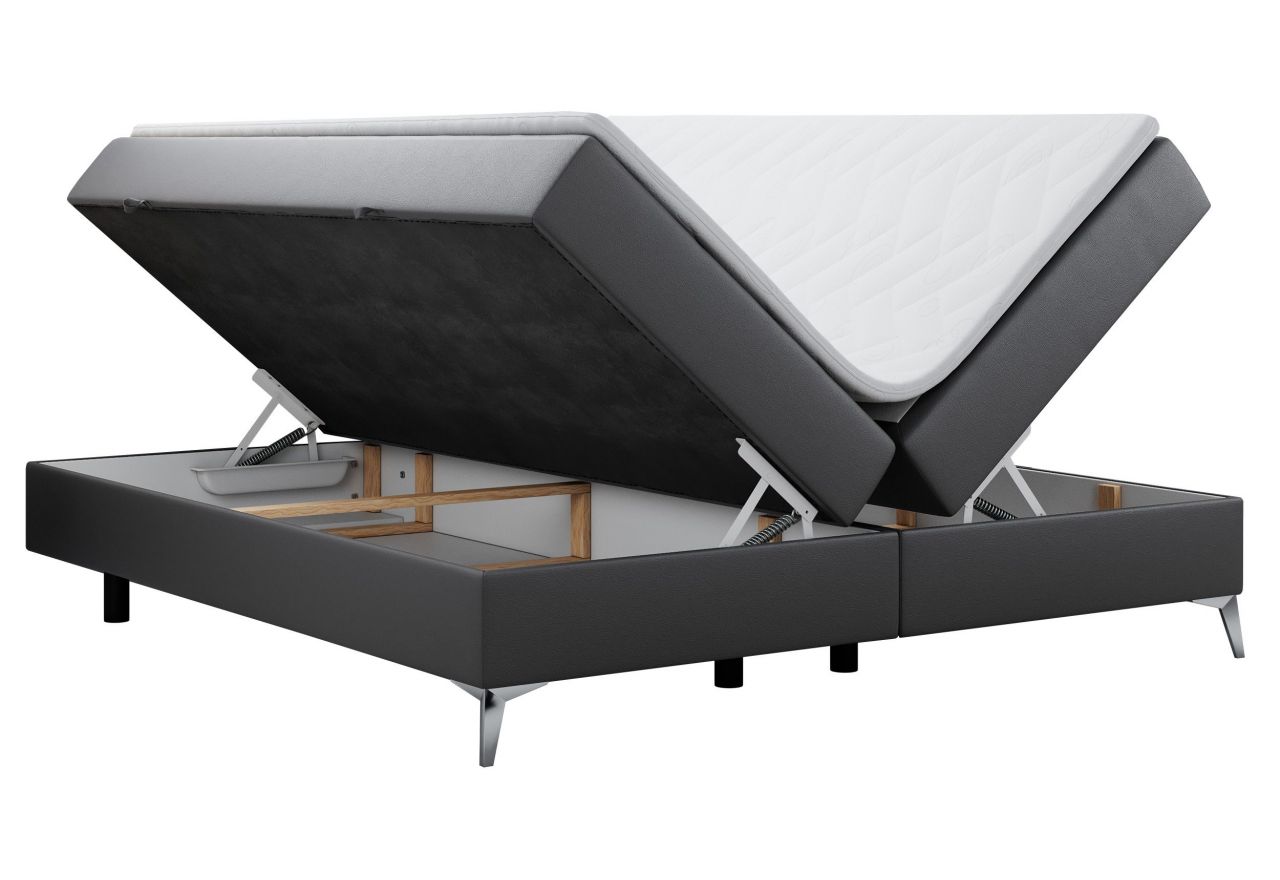 Łóżko kontynentalne bez wezgłowia LESS 140x200 - H3 - ciemnoszary, ekoskóra