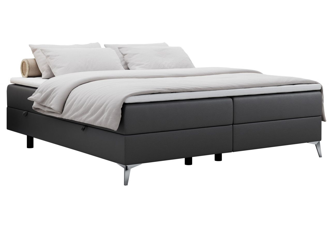 Łóżko kontynentalne bez wezgłowia LESS 160x200 - H3 - ciemnoszary, ekoskóra