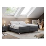 Łóżko kontynentalne bez wezgłowia LESS 180x200 - H3 - ciemnoszary, ekoskóra