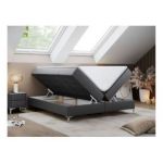 Łóżko kontynentalne bez wezgłowia LESS 180x200 - H3 - ciemnoszary, ekoskóra