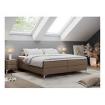 Łóżko kontynentalne bez wezgłowia LESS 120x200 - H3 - brązowy, ekoskóra