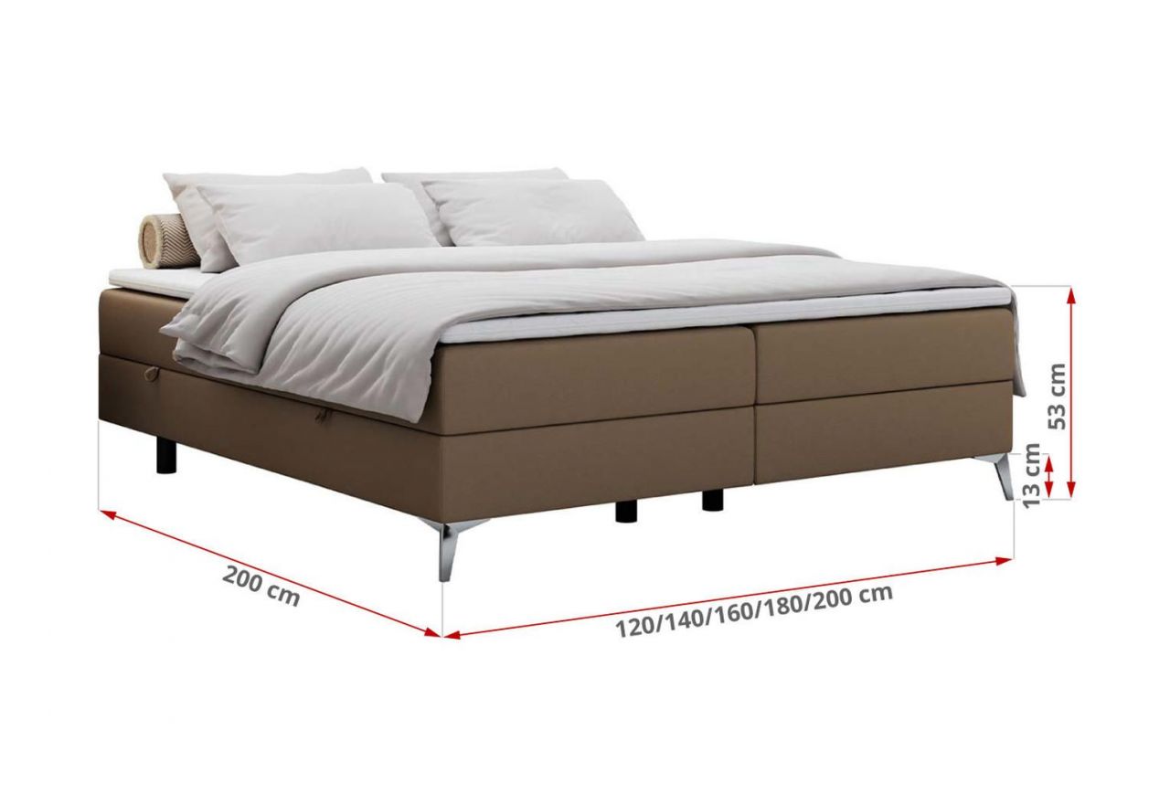 Łóżko kontynentalne bez wezgłowia LESS 160x200 - H3 - brązowy, ekoskóra
