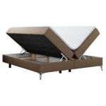 Łóżko kontynentalne bez wezgłowia LESS 140x200 - H4 - brązowy, ekoskóra