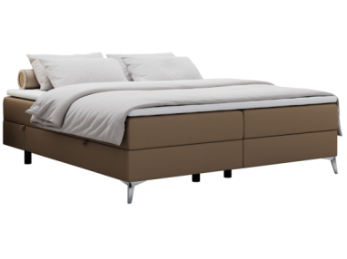 Łóżko kontynentalne bez wezgłowia LESS 160x200 - H4 - brązowy, ekoskóra