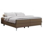 Łóżko kontynentalne bez wezgłowia LESS 160x200 - H4 - brązowy, ekoskóra