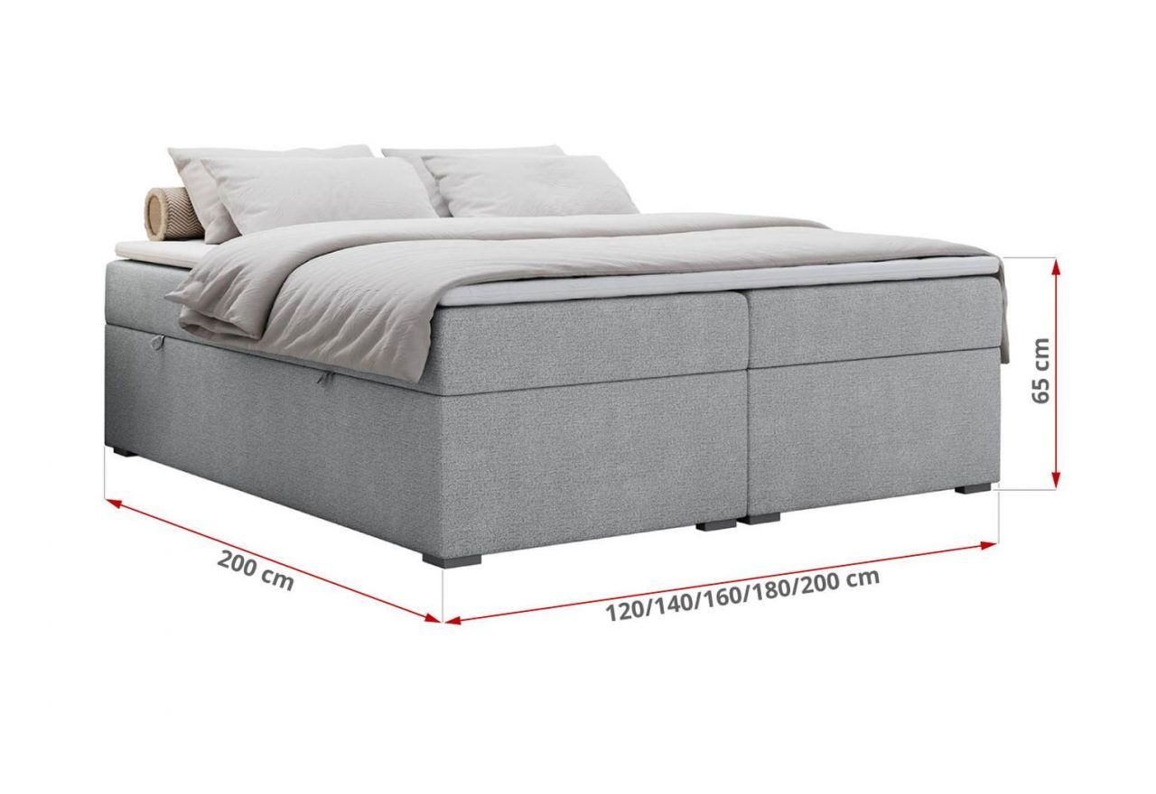 Łóżko kontynentalne bez wezgłowia BESS 140x200 - H3 - jasnoszary, struktura