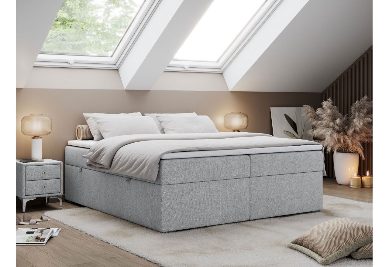 Łóżko kontynentalne bez wezgłowia BESS 180x200 - H3 - jasnoszary, struktura