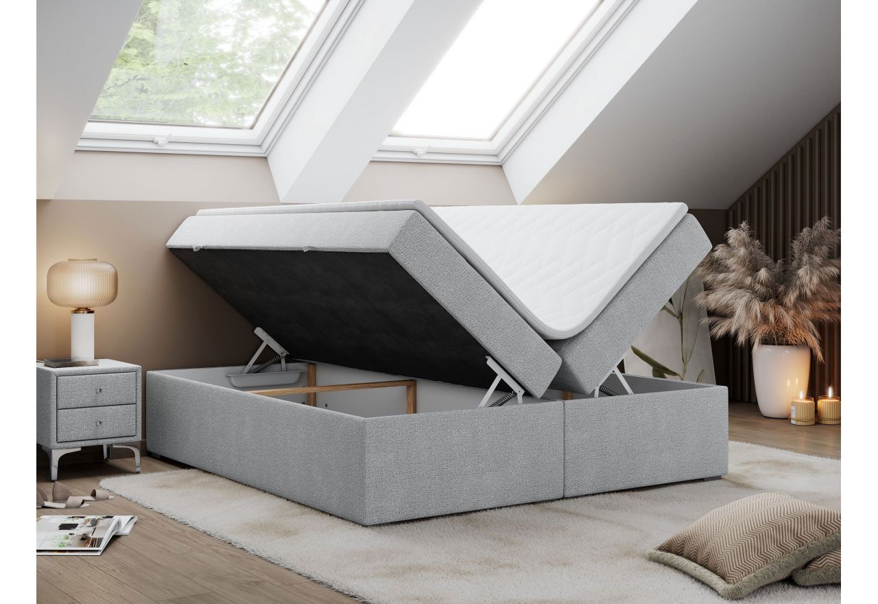 Łóżko kontynentalne bez wezgłowia BESS 200x200 - H4 - jasnoszary, struktura