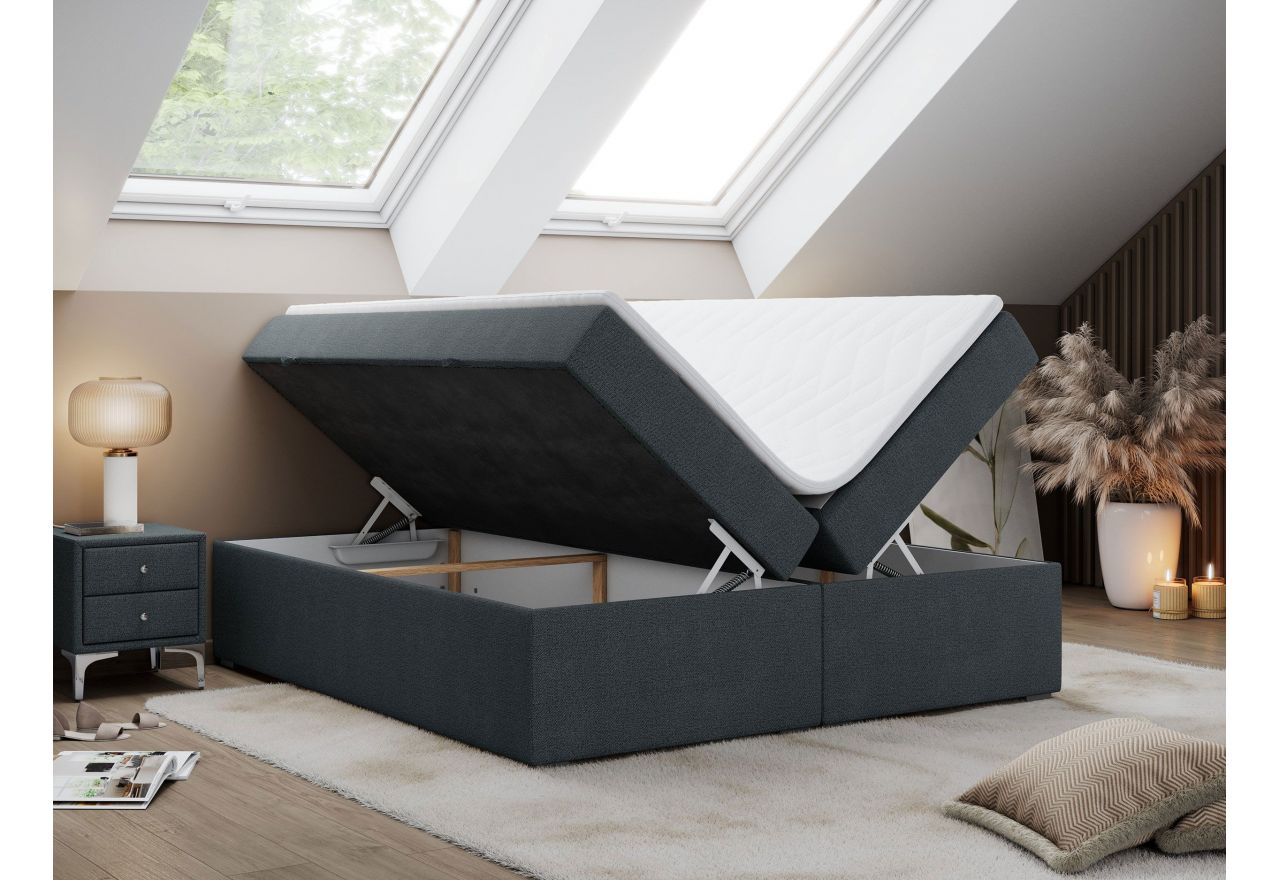 Łóżko kontynentalne bez wezgłowia BESS 160x200 - H3 - ciemnoszary, struktura