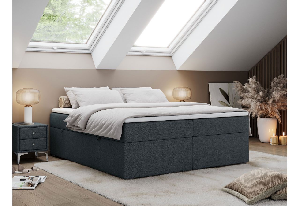 Łóżko kontynentalne bez wezgłowia BESS 180x200 - H3 - ciemnoszary, struktura