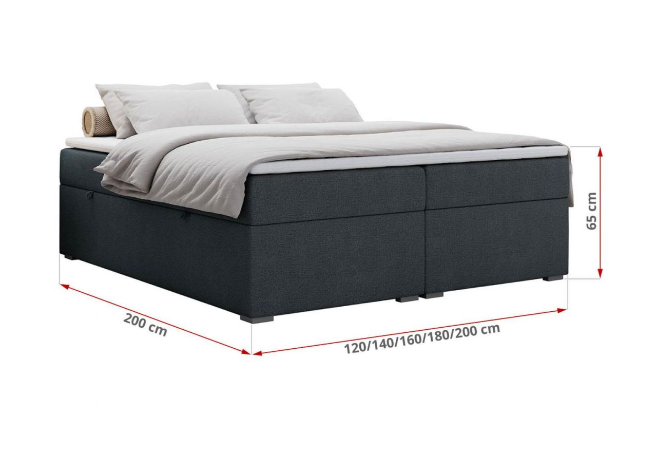 Łóżko kontynentalne bez wezgłowia BESS 180x200 - H4 - ciemnoszary, struktura