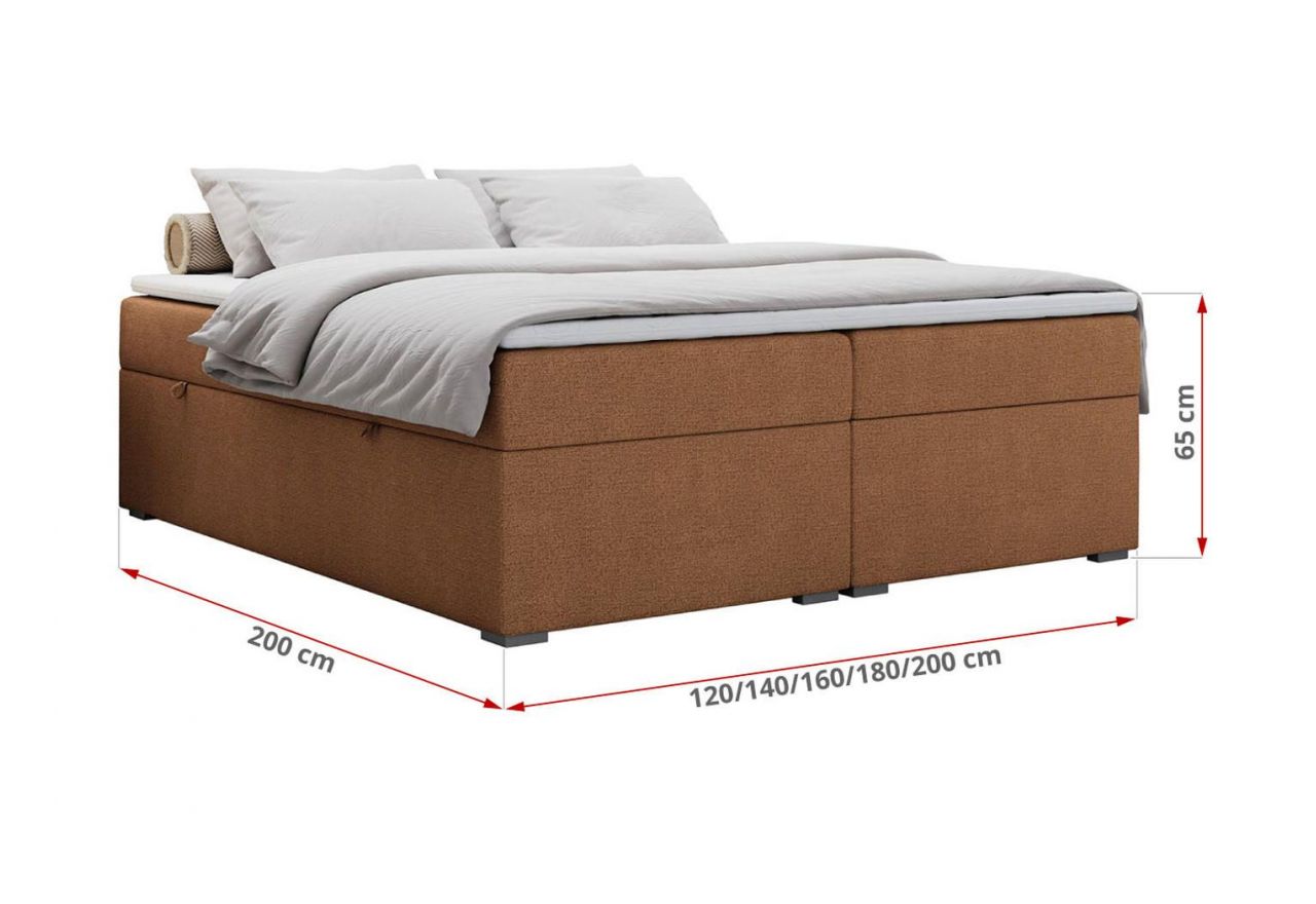 Łóżko kontynentalne bez wezgłowia BESS 200x200 - H3 - pomarańczowy, struktura