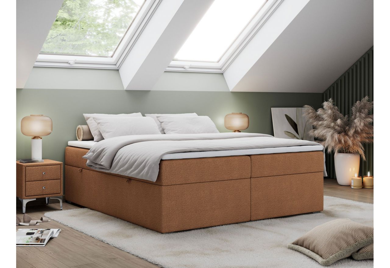 Łóżko kontynentalne bez wezgłowia BESS 120x200 - H4 - pomarańczowy, struktura